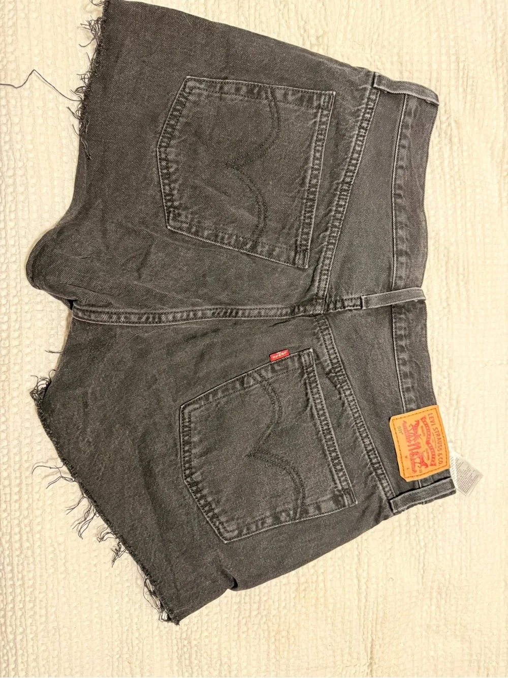 Levi's Black Frayed Hem Denim Shorts